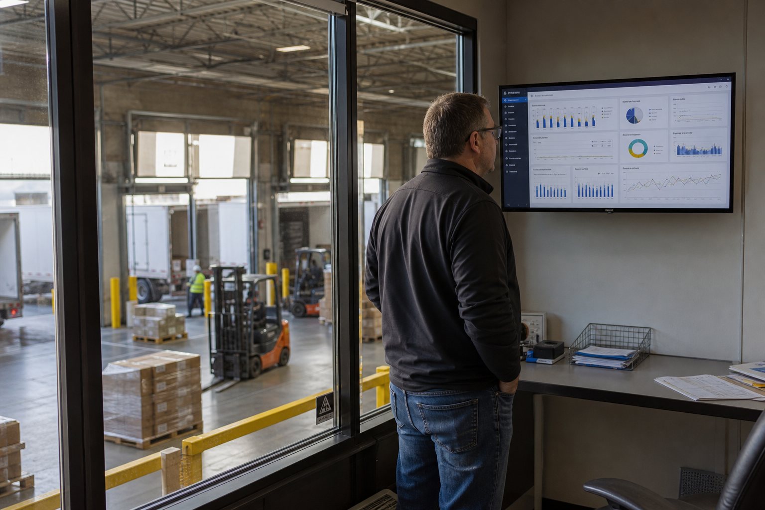 Executive reviewing an end-to-end supply chain map